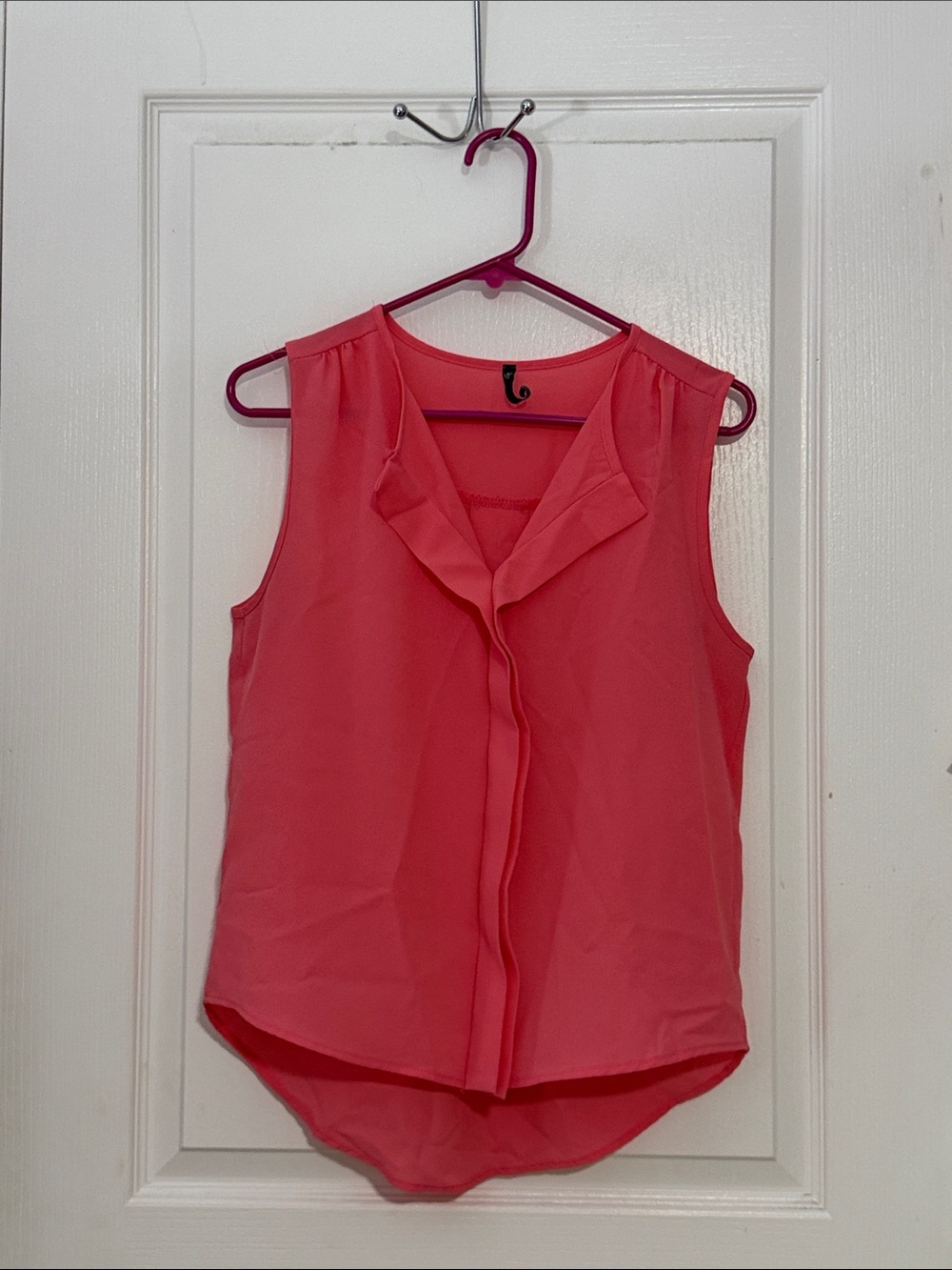 Love Culture Coral V-Neck Ruffle Front Sleeveless Camisole